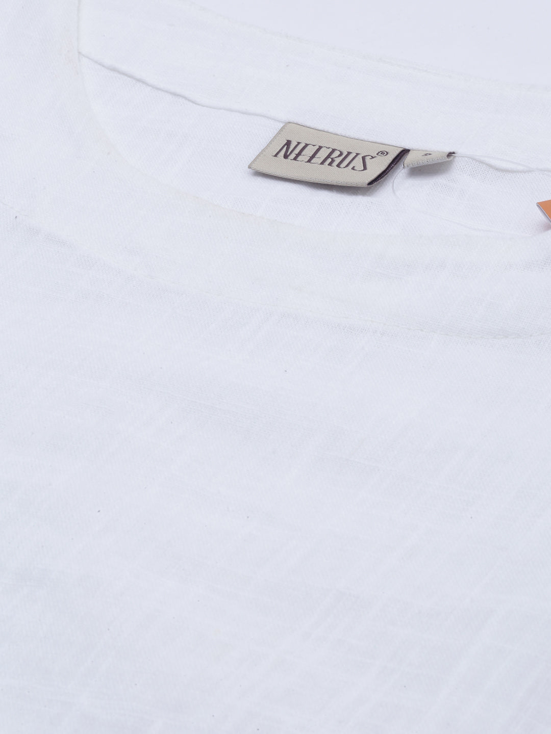 Neerus White Printed A Line Kurta