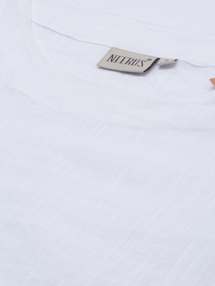 Neerus White Printed A Line Kurta
