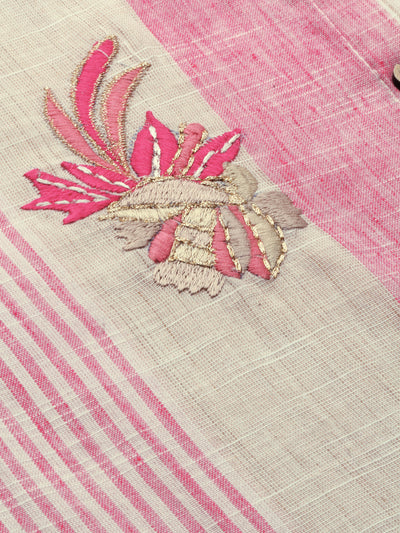 Neeru's Brige & Pink Embroidered Straight Kurta