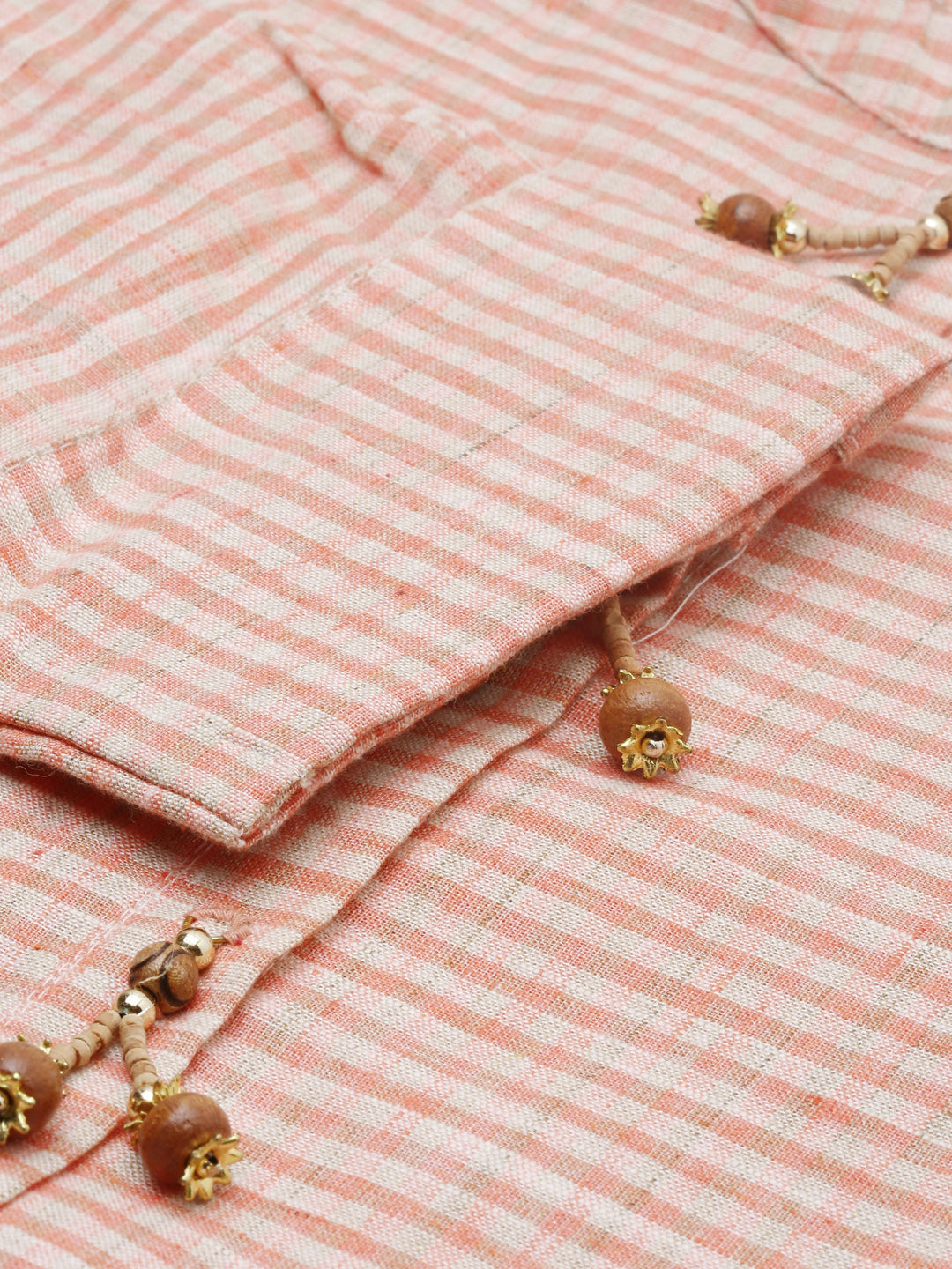 Neeru's Orange Check Straight Kurta