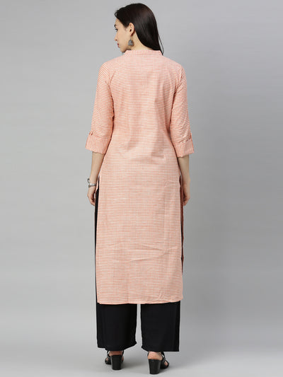 Neeru's Orange Check Straight Kurta