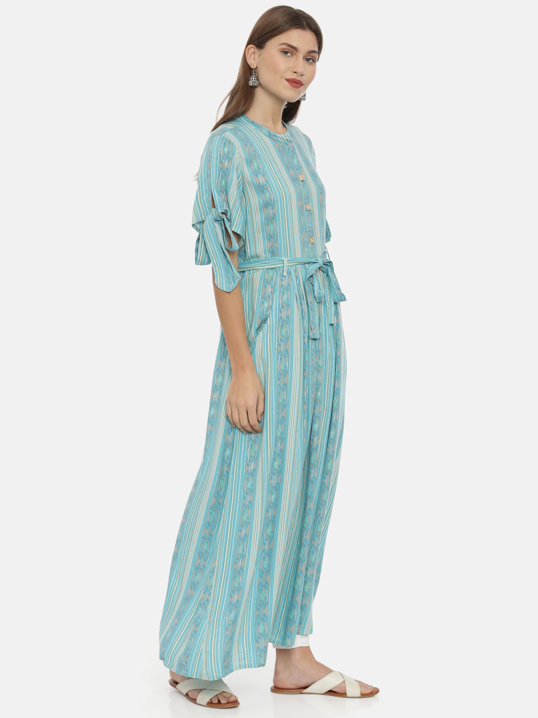 Neerus Blue Rayon Anarkali Kurta - detail view 1