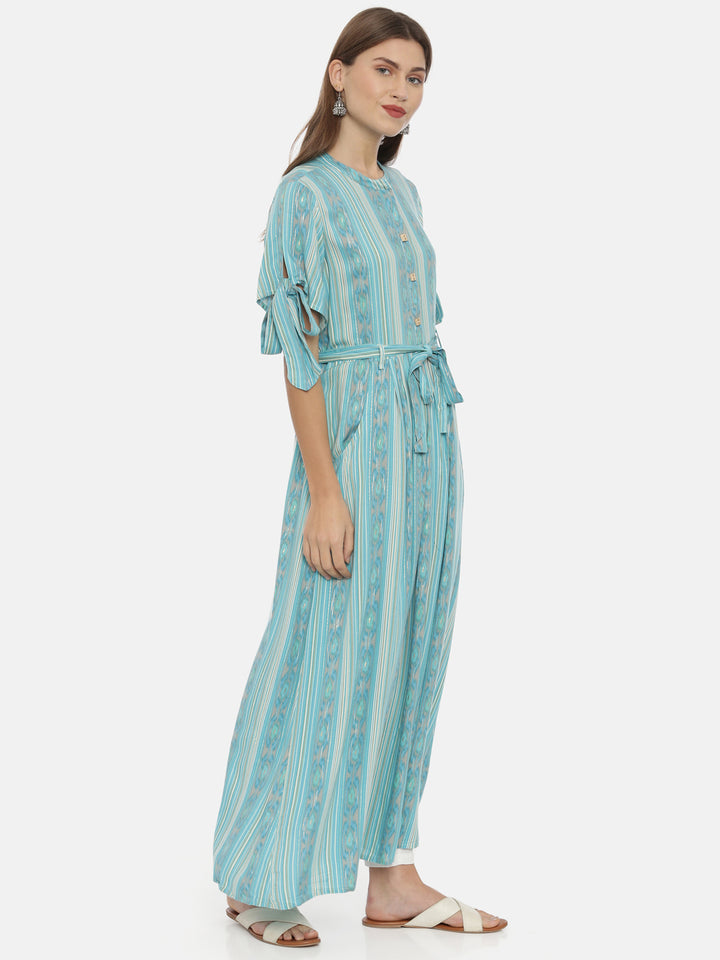 Neerus Blue Rayon Anarkali Kurta - detail view 1