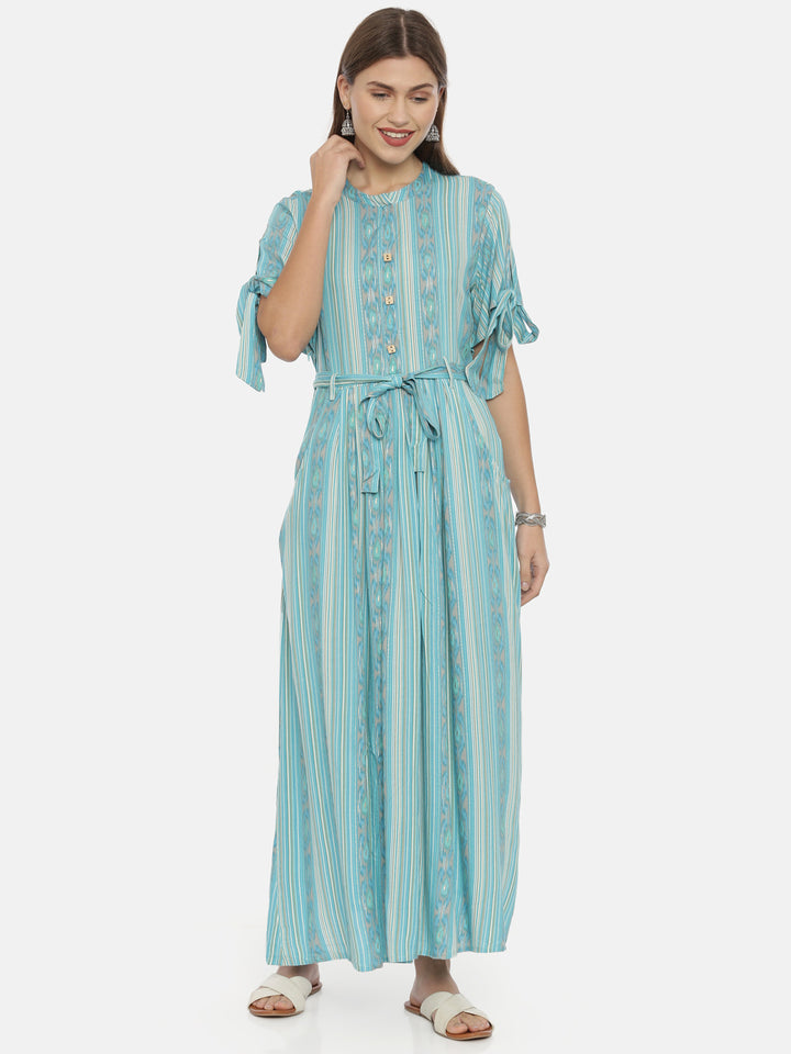 Neerus Blue Rayon Anarkali Kurta - detail view 3