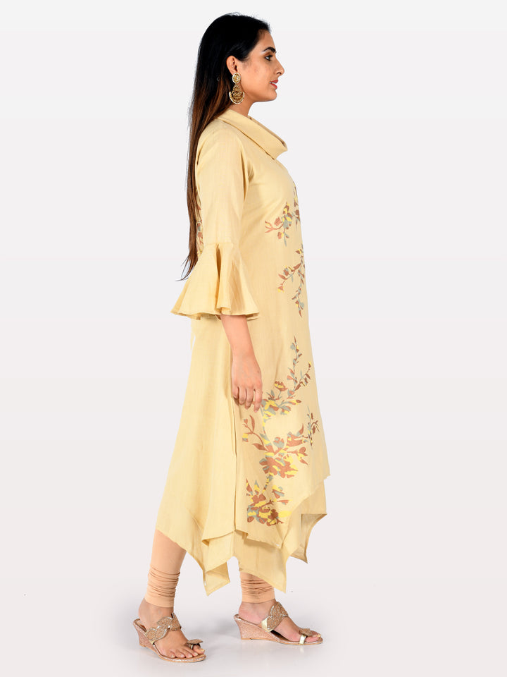 Neerus Beige Printed Straight Kurta