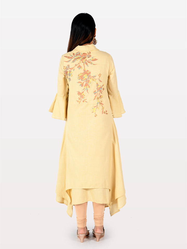 Neerus Beige Printed Straight Kurta