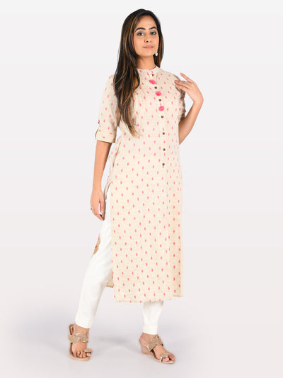 Neeru's Women Beige Pink Color Cotton Fabric Tunic "46"