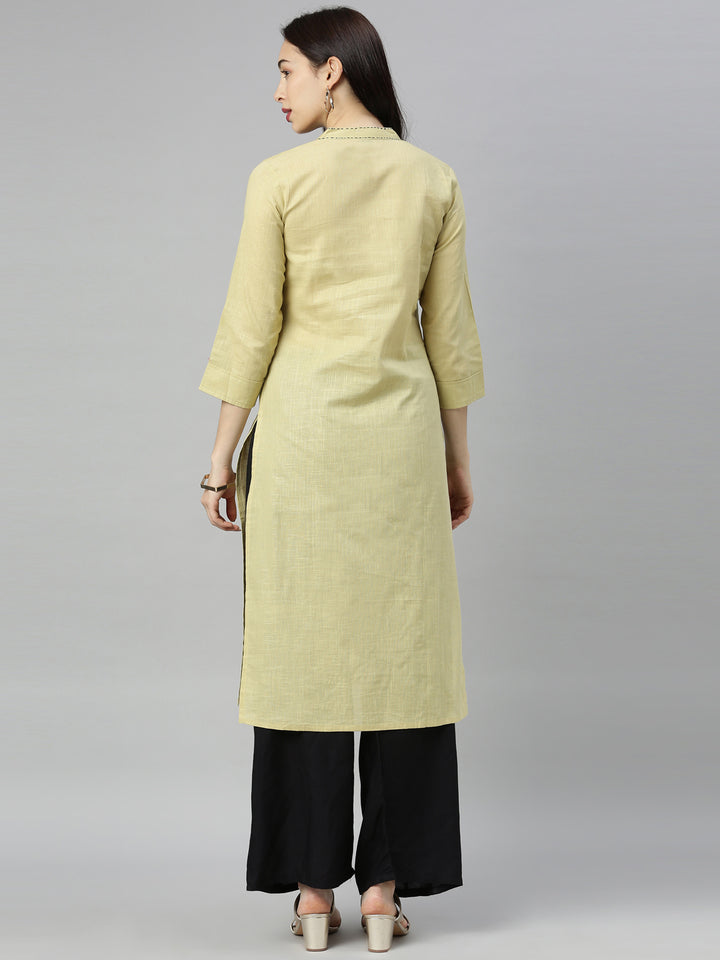 Neerus Beige Colour Slub Cotton Fabric Tunic "44"