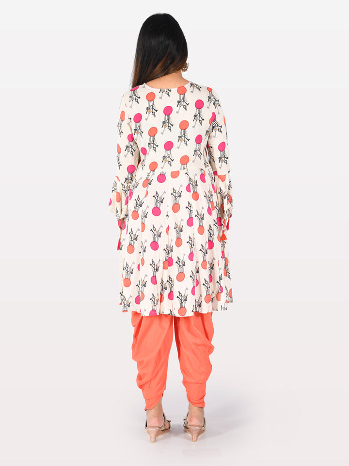 Neerus White Printed Straight Kurta