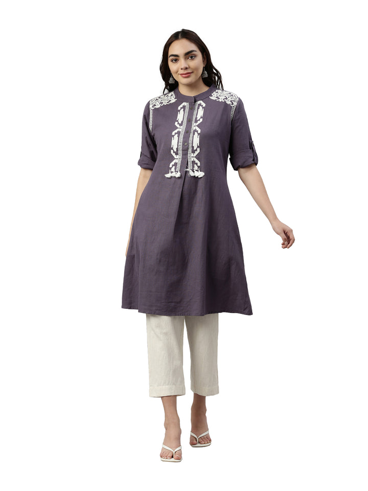 Neerus Grey Color Flex Fabric Kurta Set