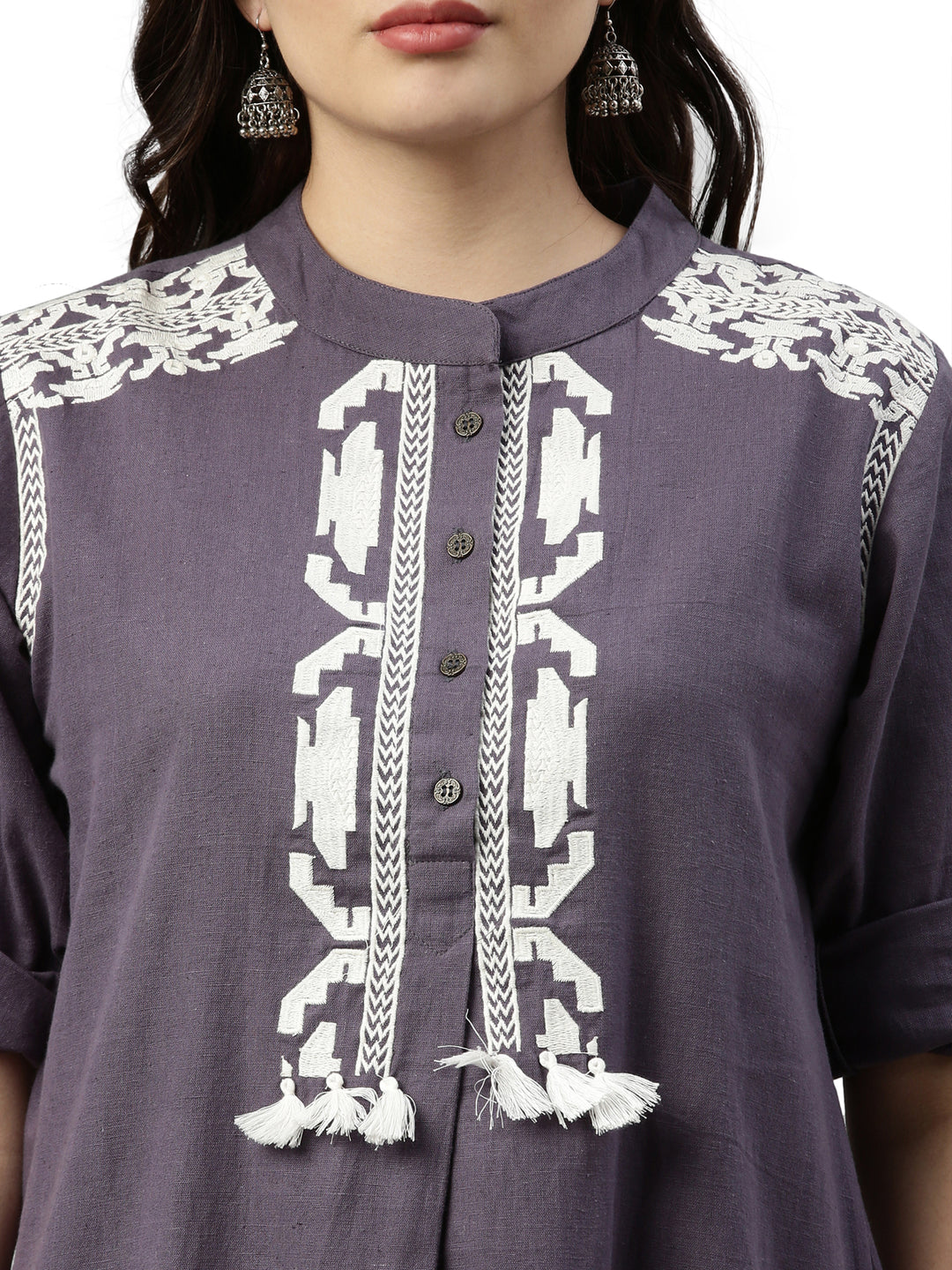 Neerus Grey Color Flex Fabric Kurta Set