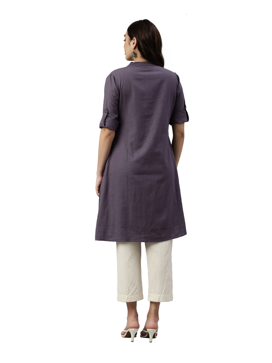 Neerus Grey Color Flex Fabric Kurta Set