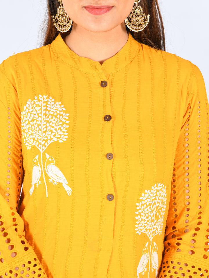 Neerus Yellow Printed Straight Kurta