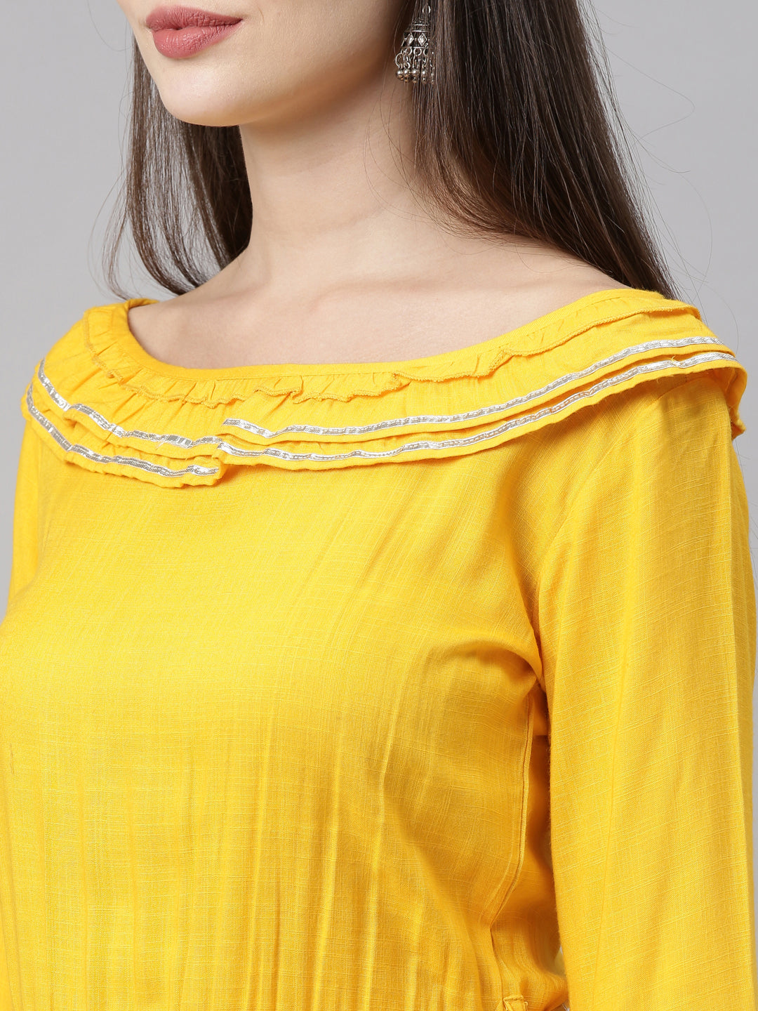 Neerus Yellow Fit & Flare Kurta