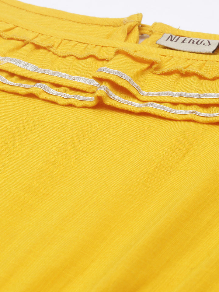 Neerus Yellow Fit & Flare Kurta