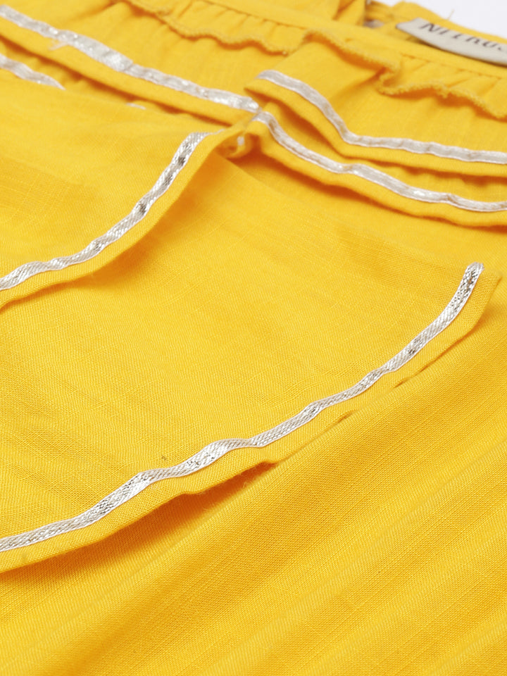 Neerus Yellow Fit & Flare Kurta
