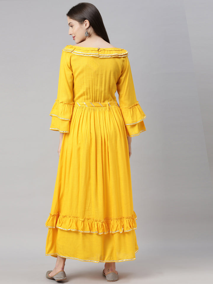 Neerus Yellow Fit & Flare Kurta