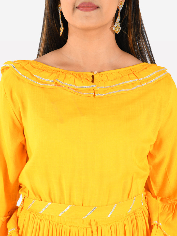 Neerus Yellow Fit & Flare Kurta