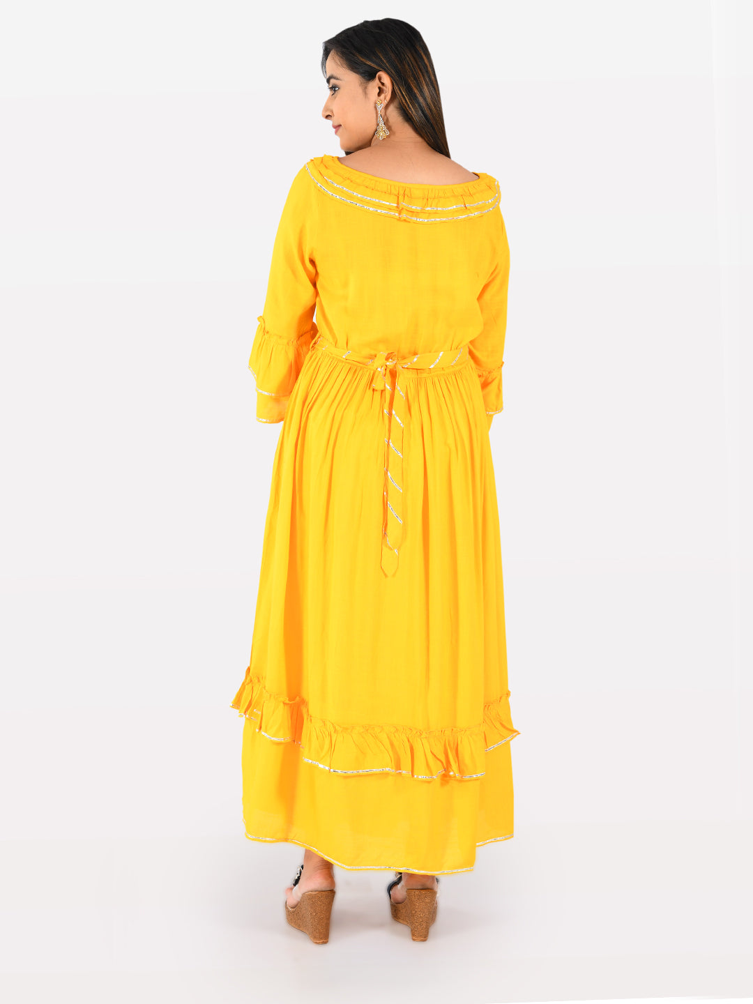 Neerus Yellow Fit & Flare Kurta