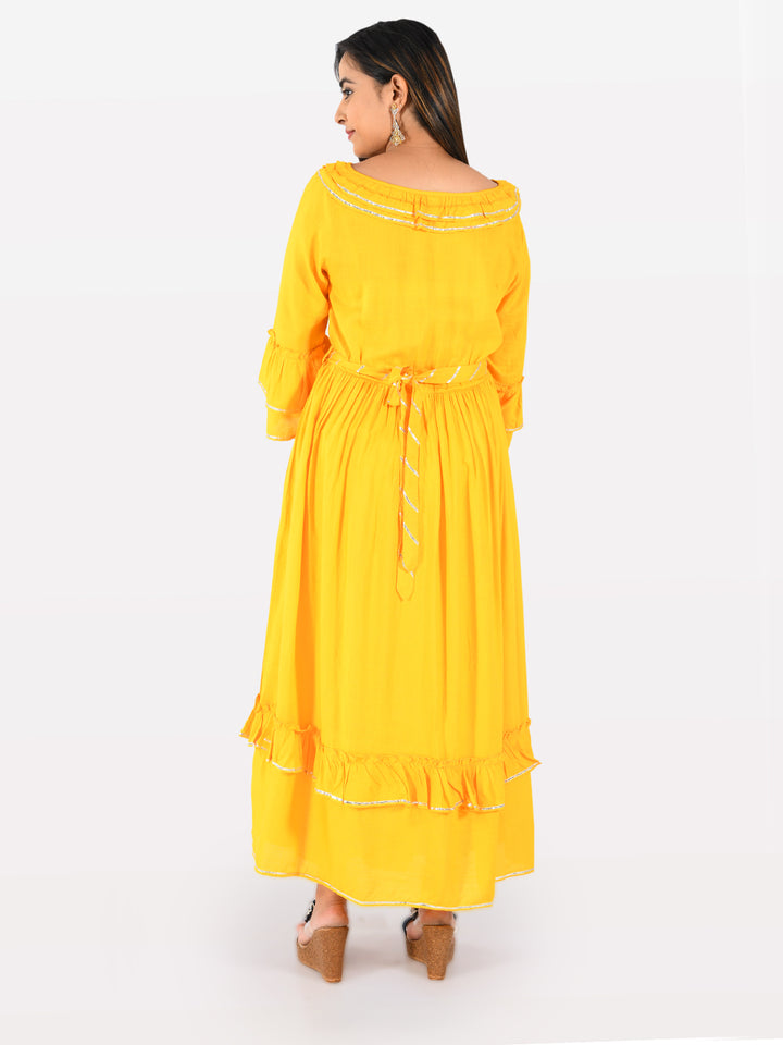Neerus Yellow Fit & Flare Kurta