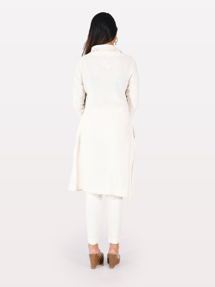 Neerus White printed straight kurta - back view