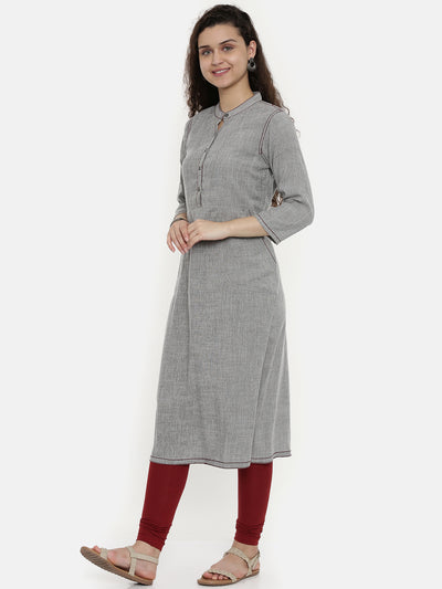 Neeru's Women Grey Solid A-Line Kurta