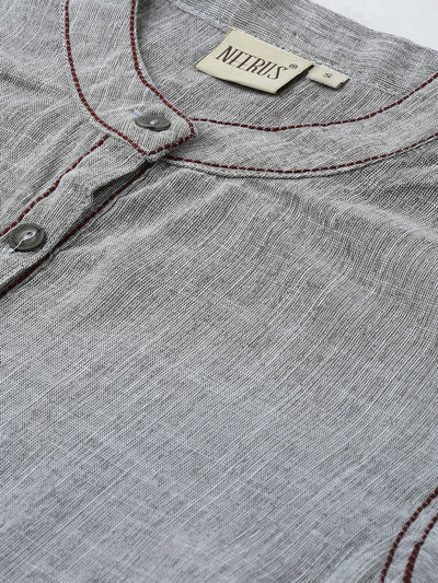 Neeru's Women Grey Solid A-Line Kurta