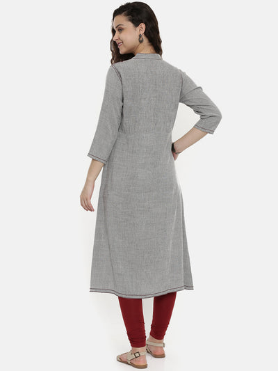 Neeru's Women Grey Solid A-Line Kurta