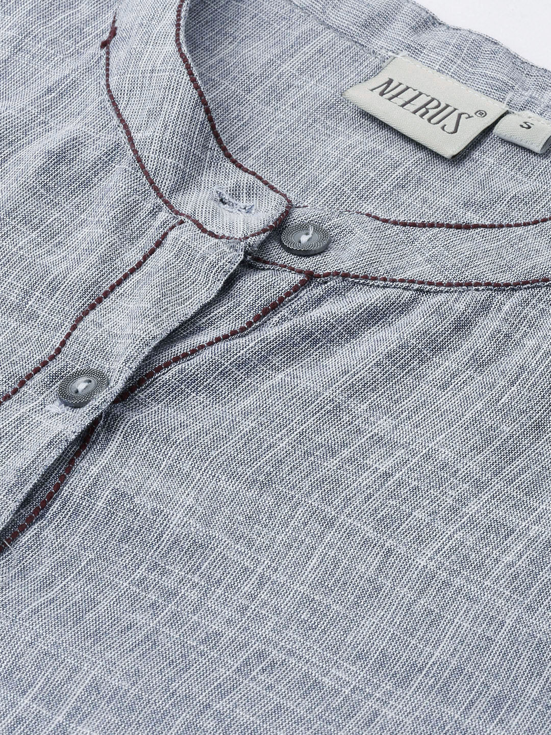 Neerus Grey Rayon Straight Kurta - back view