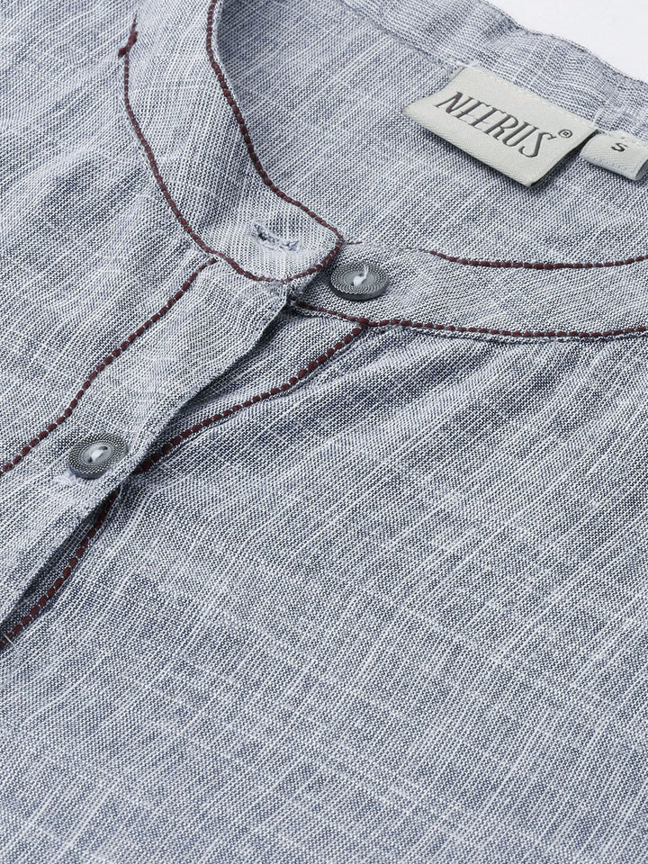 Neerus Grey Rayon Straight Kurta - back view
