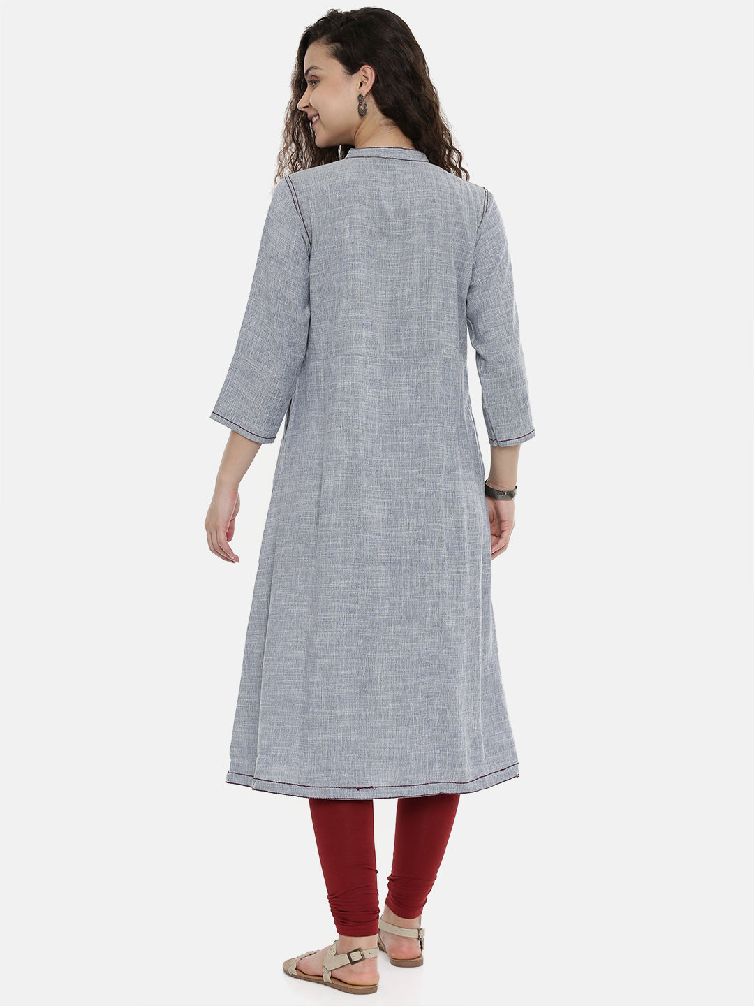 Neerus Grey Rayon Straight Kurta - detail view 1