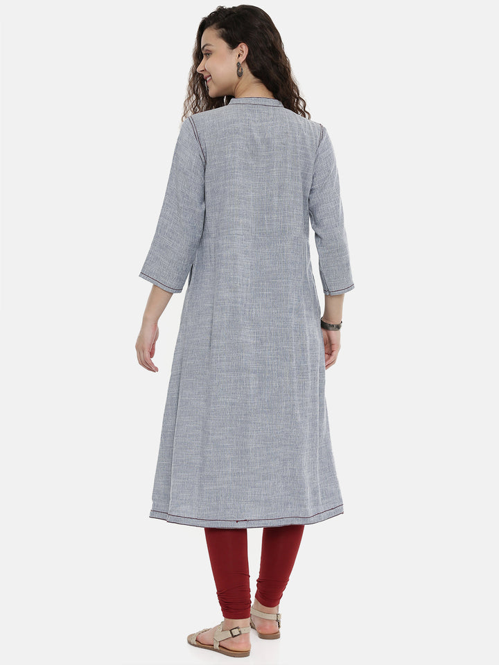 Neerus Grey Rayon Straight Kurta - detail view 1