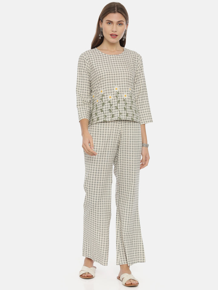 Neerus Women Gray Color Flex Fabric Tunic Set