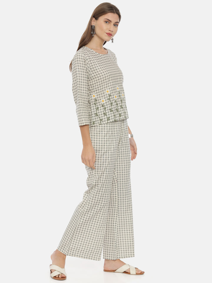 Neerus Women Gray Color Flex Fabric Tunic Set