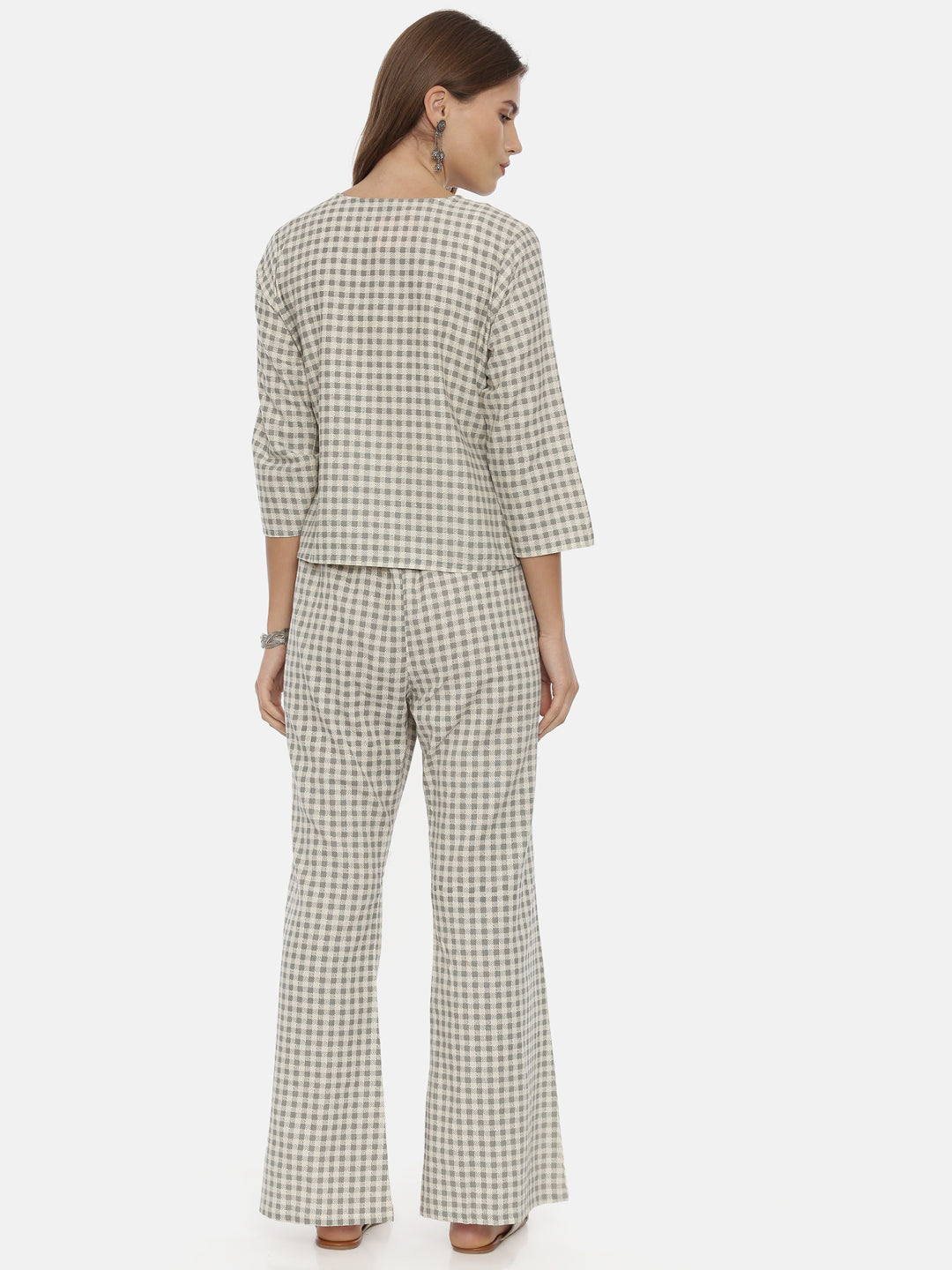 Neerus Women Gray Color Flex Fabric Tunic Set