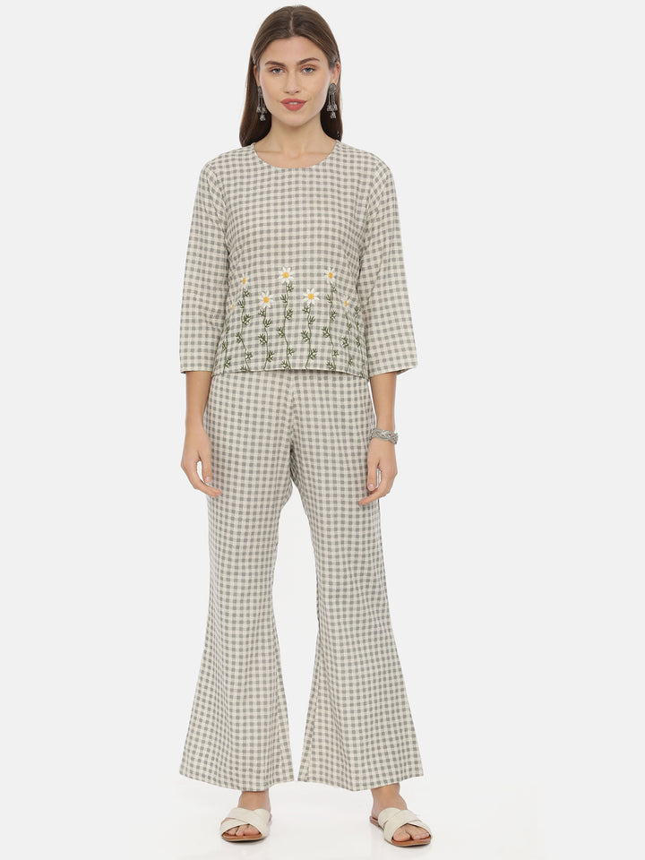 Neerus Women Gray Color Flex Fabric Tunic Set