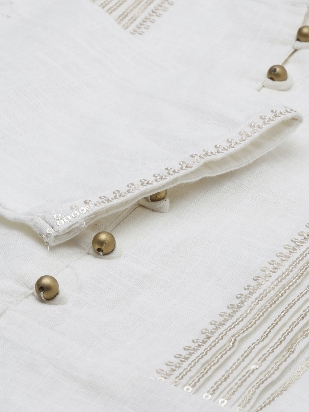 Neerus White embellished straight kurta - detail view 1