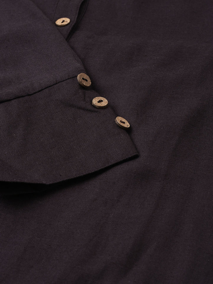 Neerus Brown straight kurti solid ethnic wear - detail view 1