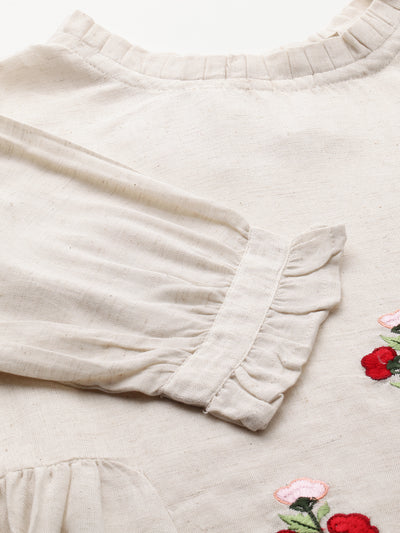 Neeru's White Embroidered A Line Kurta