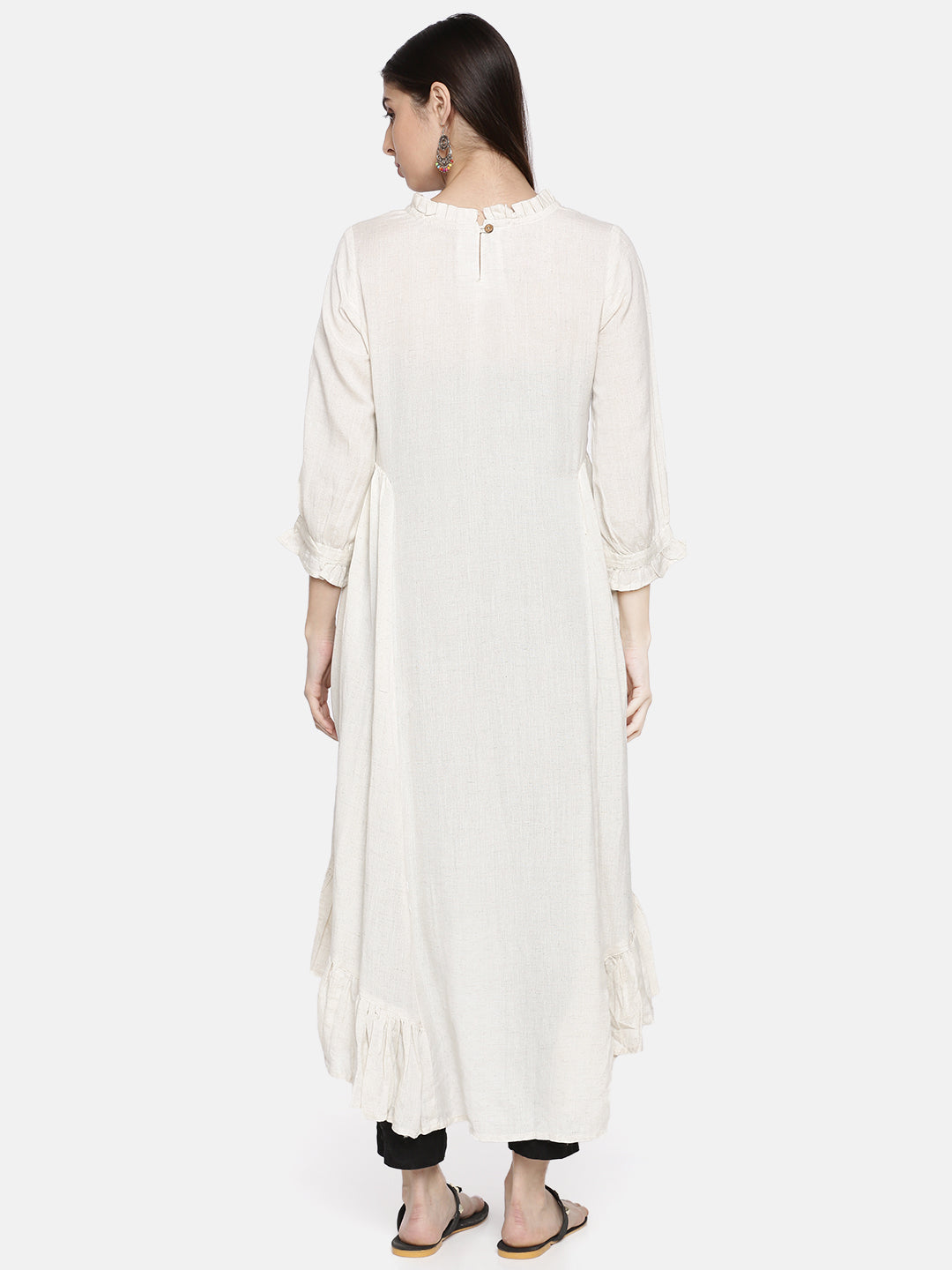 Neerus White embroidered A-line kurta - detail view 1