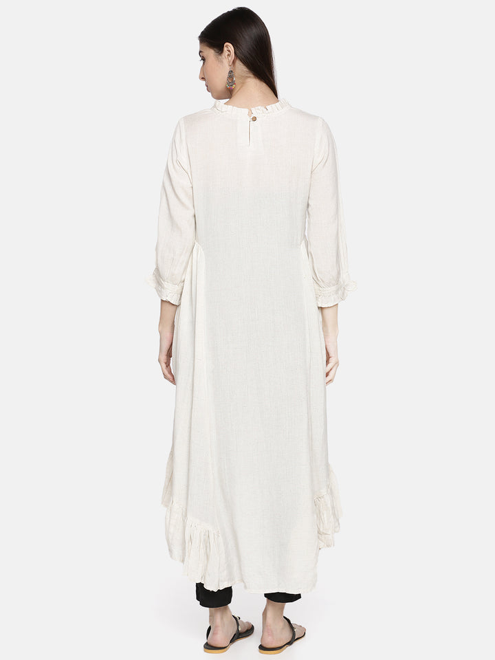 Neerus White embroidered A-line kurta - detail view 1