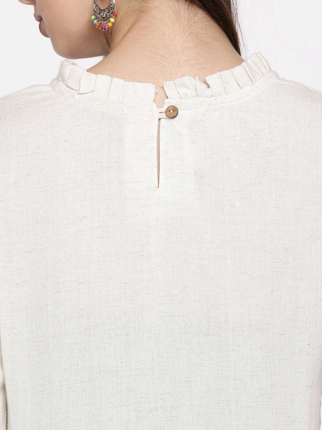 Neerus White embroidered A-line kurta - detail view 2