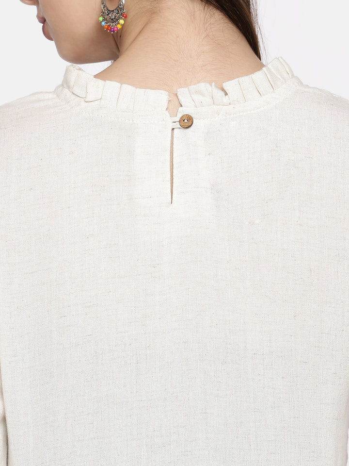 Neerus White embroidered A-line kurta - detail view 2