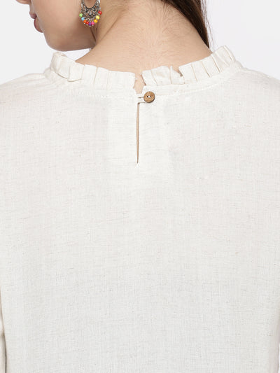 Neeru's White Embroidered A Line Kurta