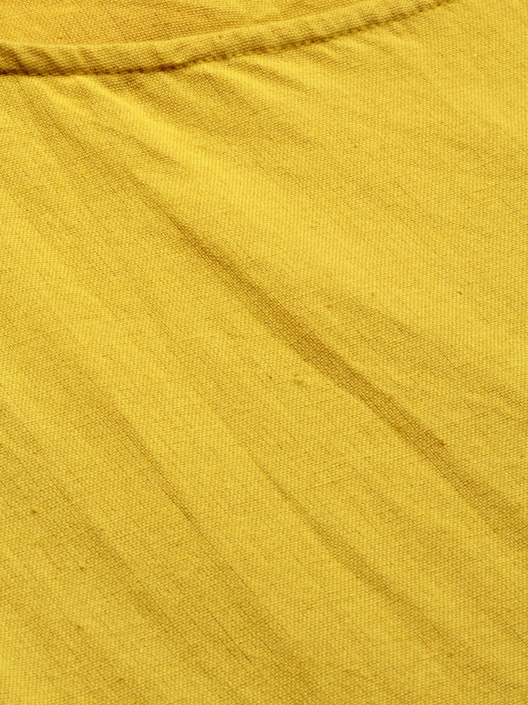 Neerus Yellow solid A-Line Kurti with shrug - side view