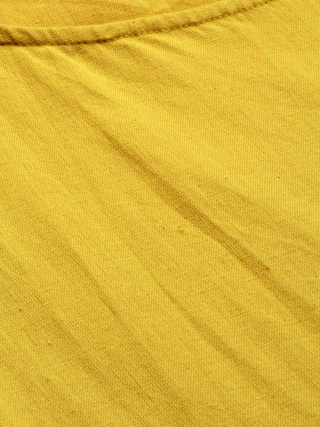 Neerus Women Mustard Yellow  Off-White Solid A-Line Kurta With Shrug