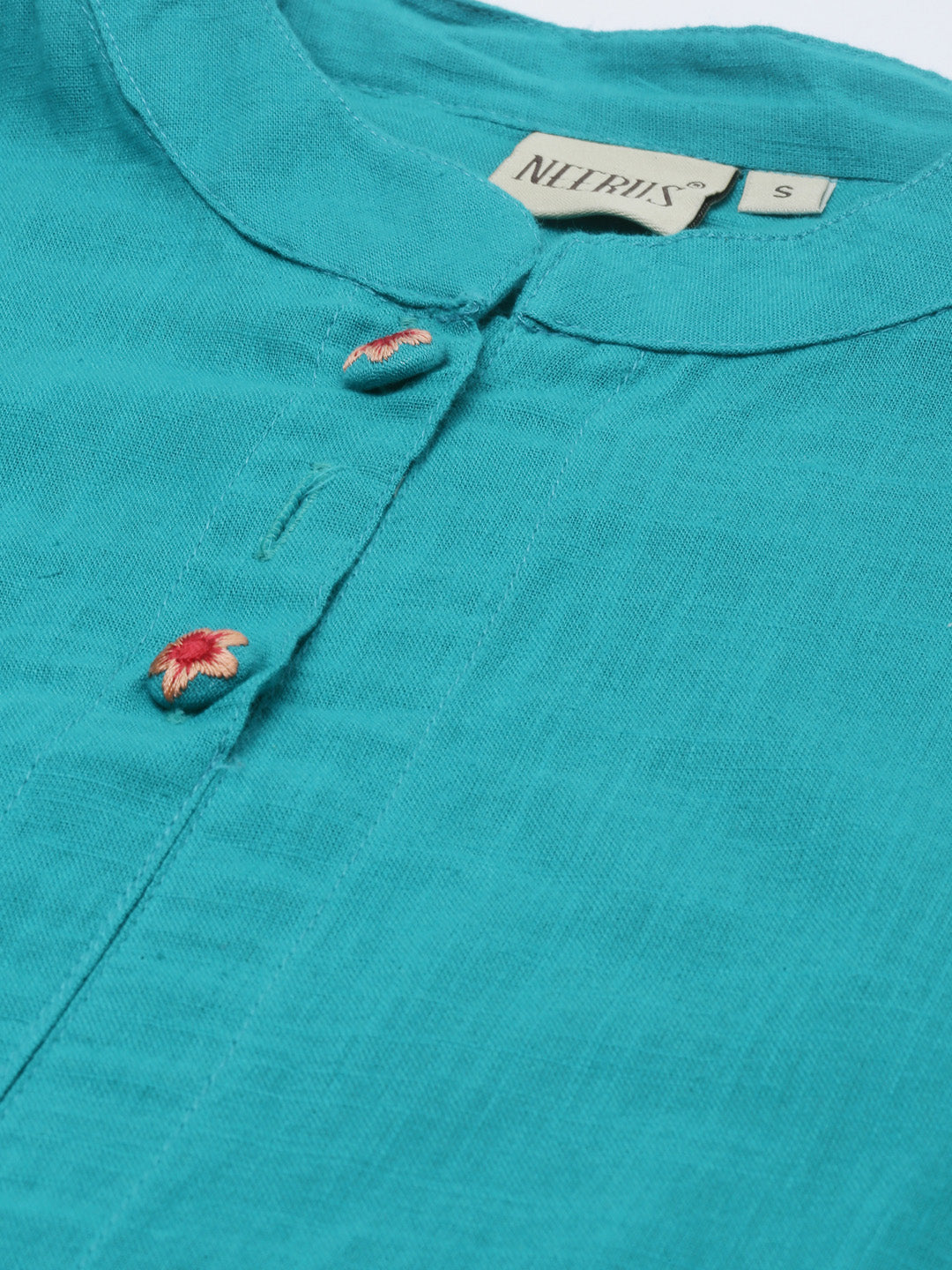 Neerus Rama Colour Slub Cotton Fabric Tunic Scarf