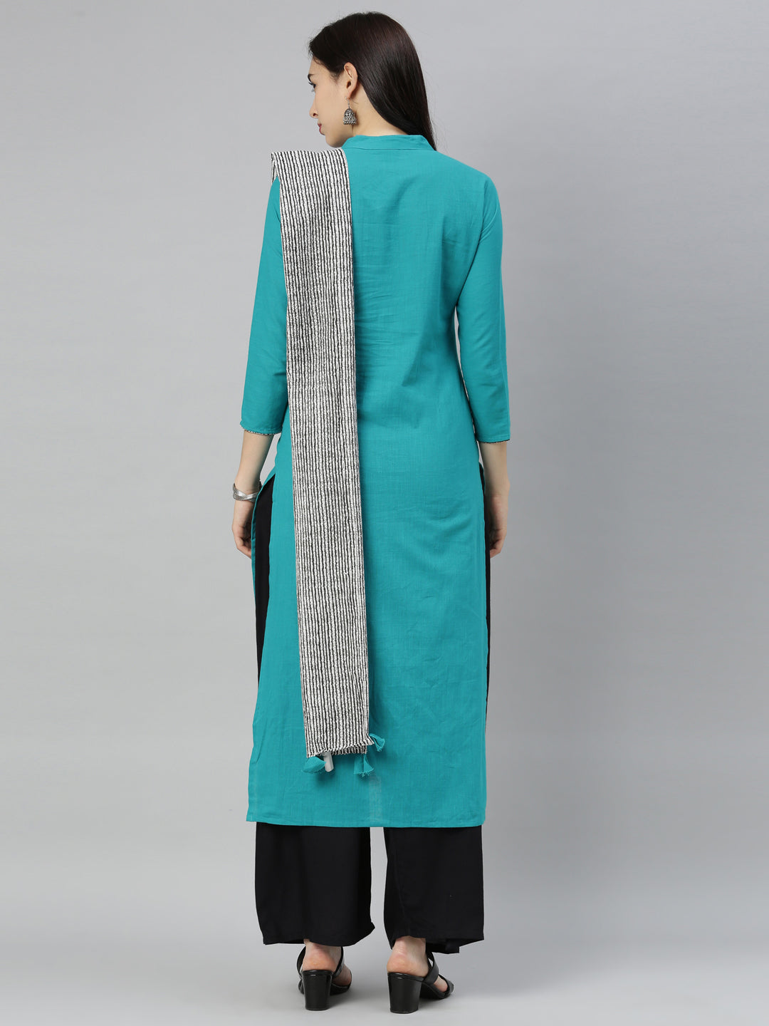 Neeru's Rama Colour Slub Cotton Fabric Tunic Scarf