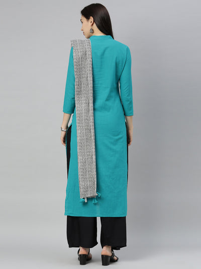 Neeru's Rama Colour Slub Cotton Fabric Tunic Scarf