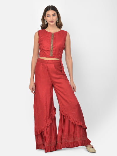 Neeru's maroon color silk fabric salwar kameez